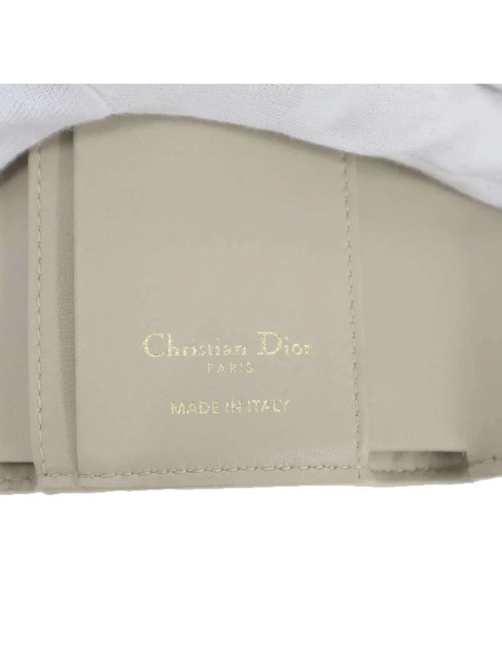 Dior Caro Veronia Cannage Quilted Compact Wallet Beige